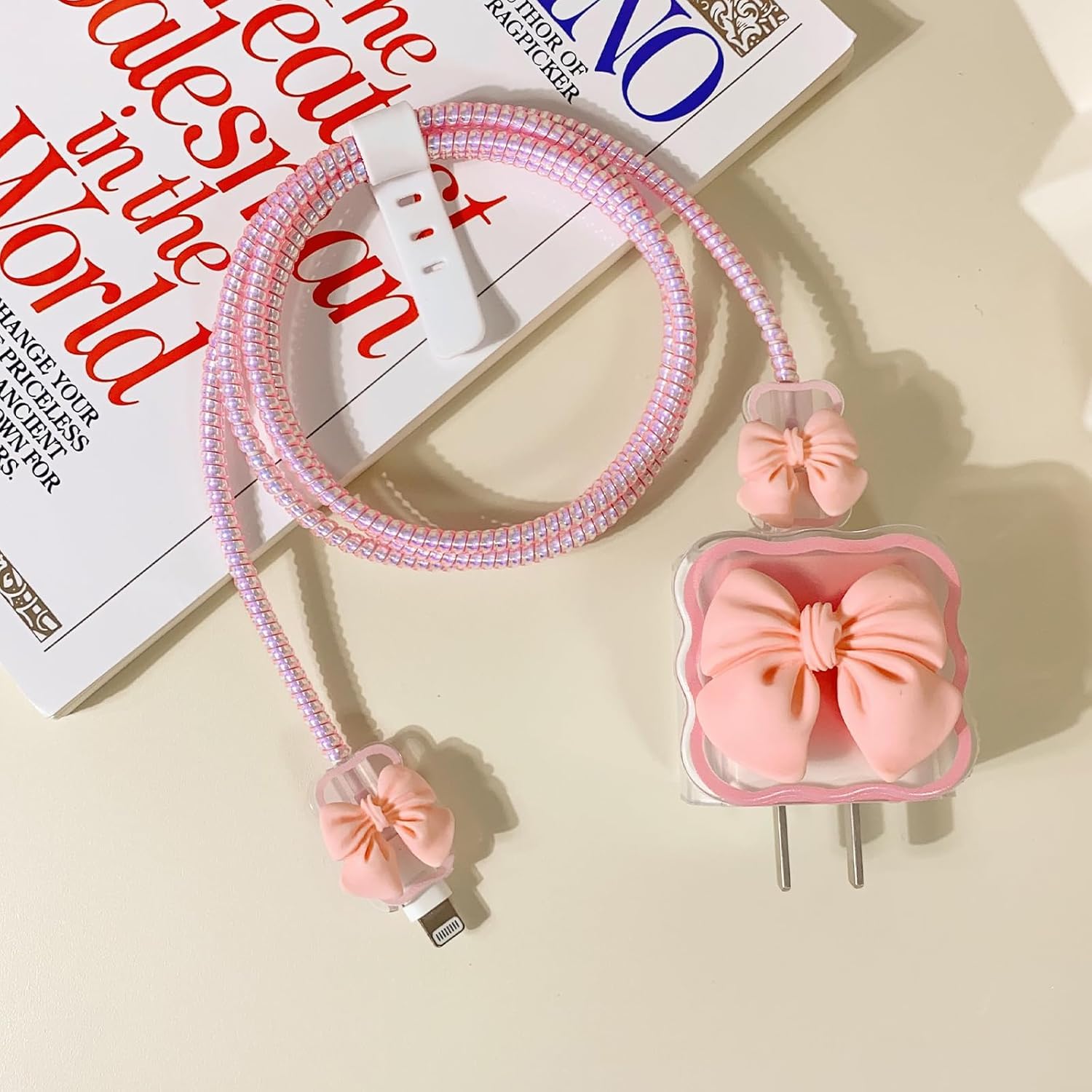 iPhone Charger Protector – Bella Bow 'Pink'