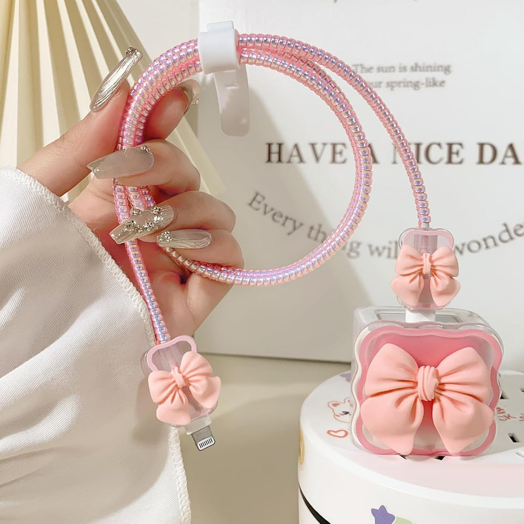 iPhone Charger Protector – Bella Bow 'Pink'