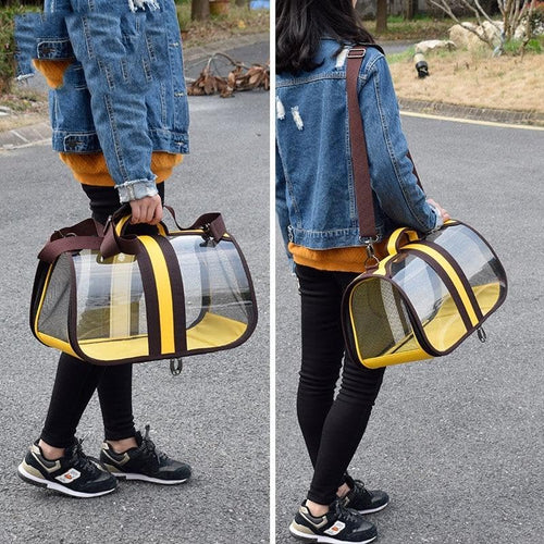 Transparent Portable Bag for Cats & Puppies - Red