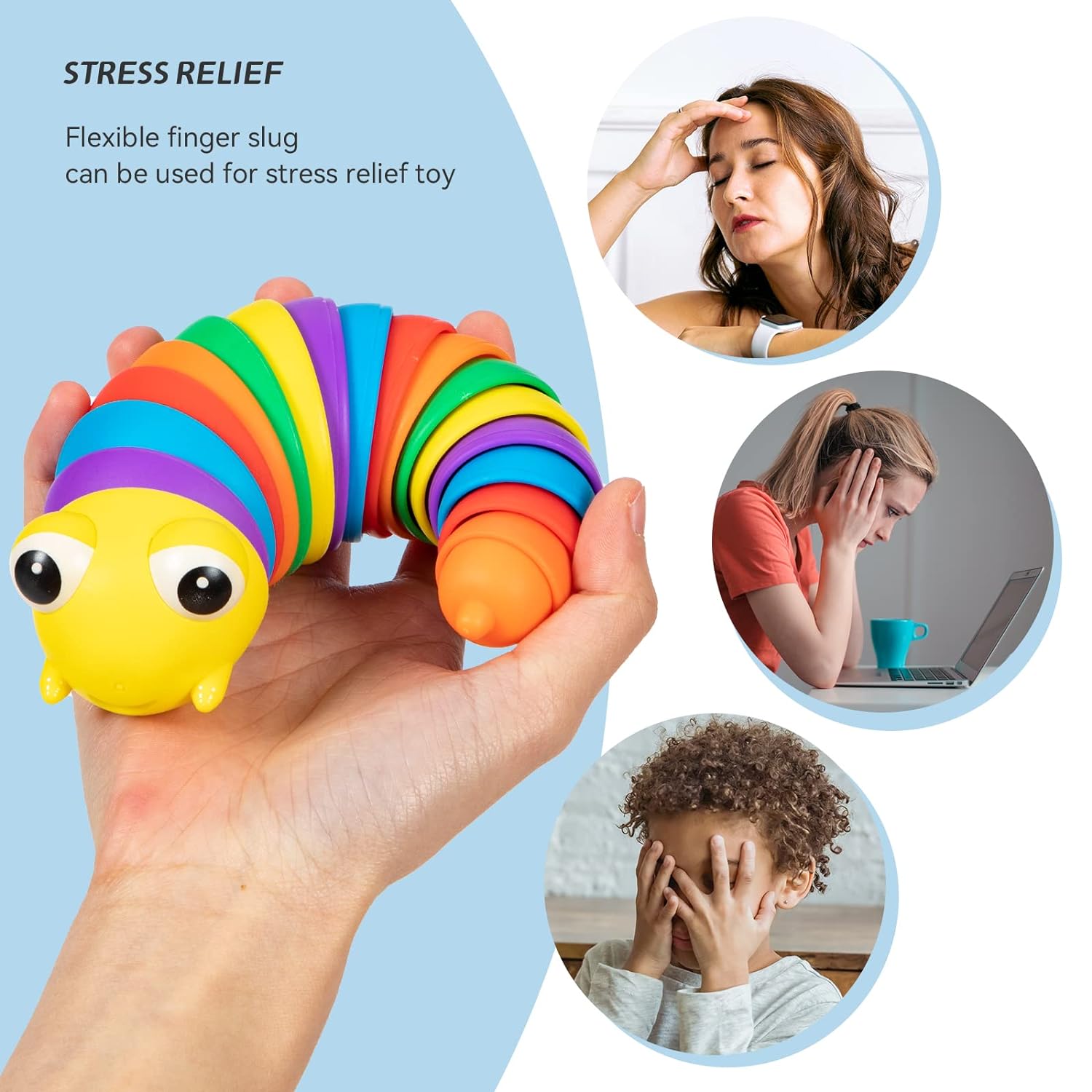 3D Slug Stress Reliever 'Rainbow Caterpillar'