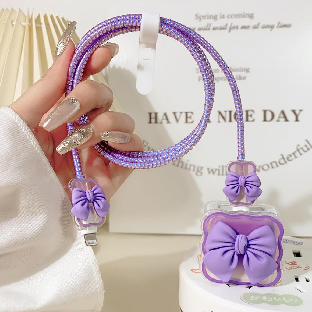 iPhone Charger Protector – Bella Bow 'Purple'