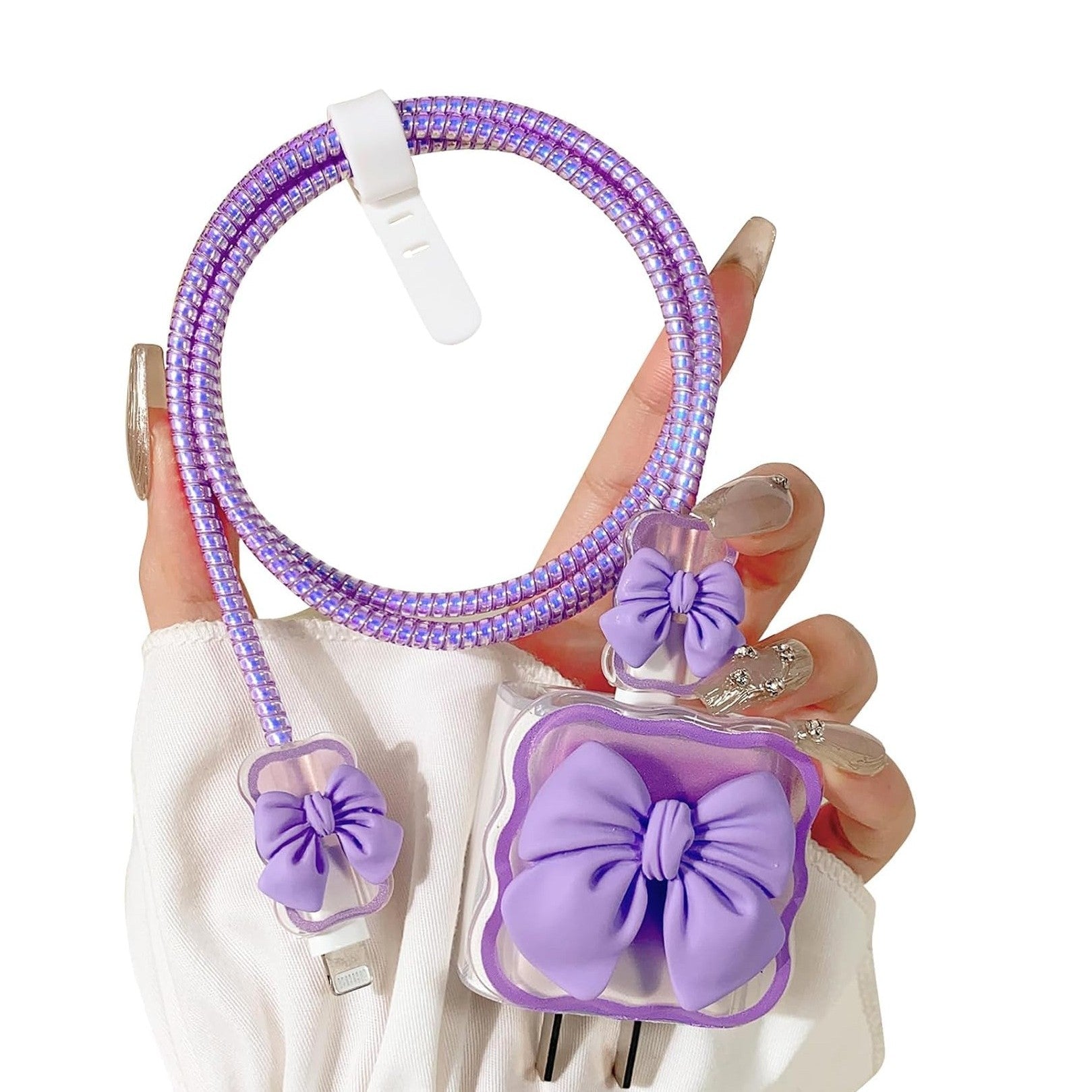 iPhone Charger Protector – Bella Bow 'Purple'