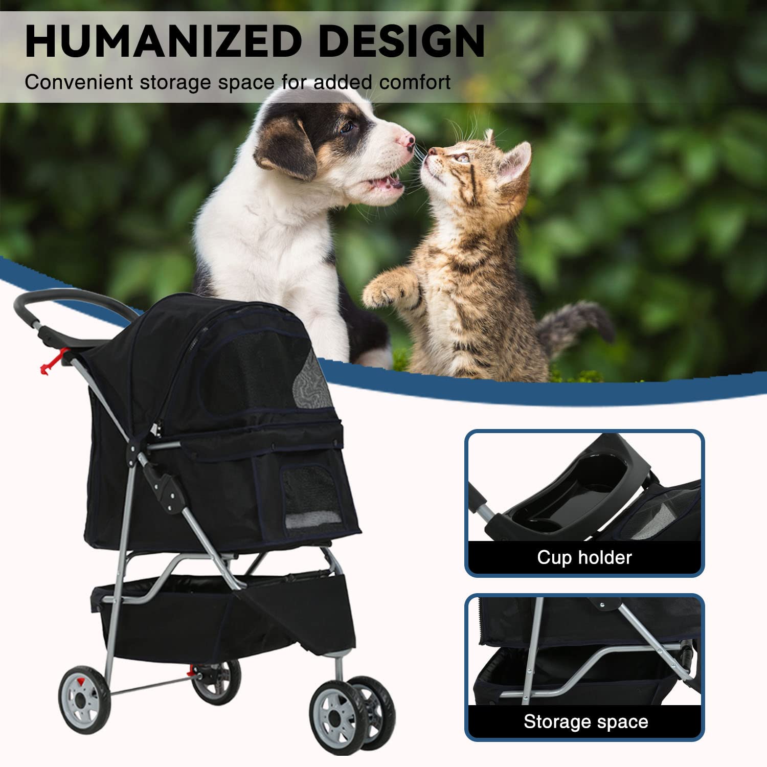 3-Wheel Foldable Pet Dog Stroller