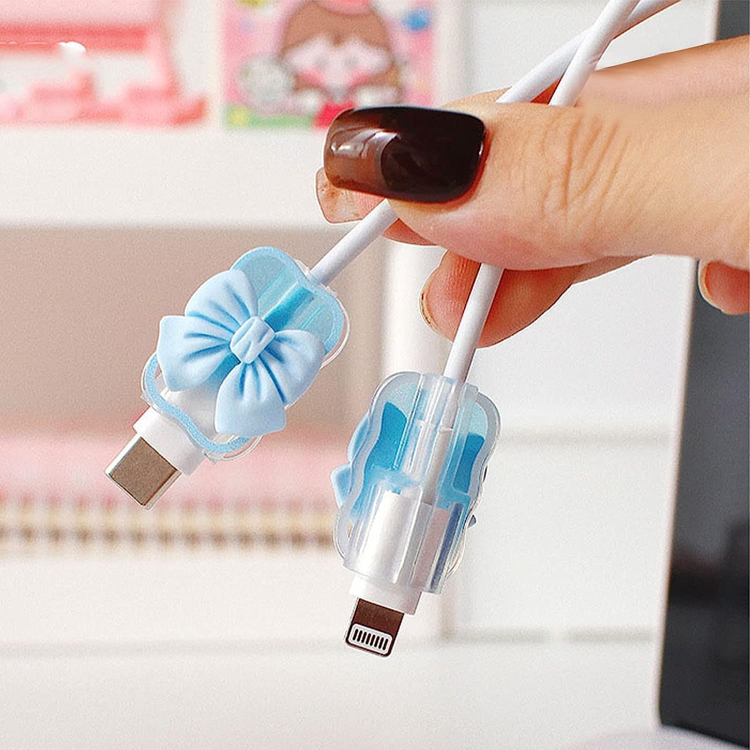 iPhone Charger Protector – Bella Bow 'Blue'