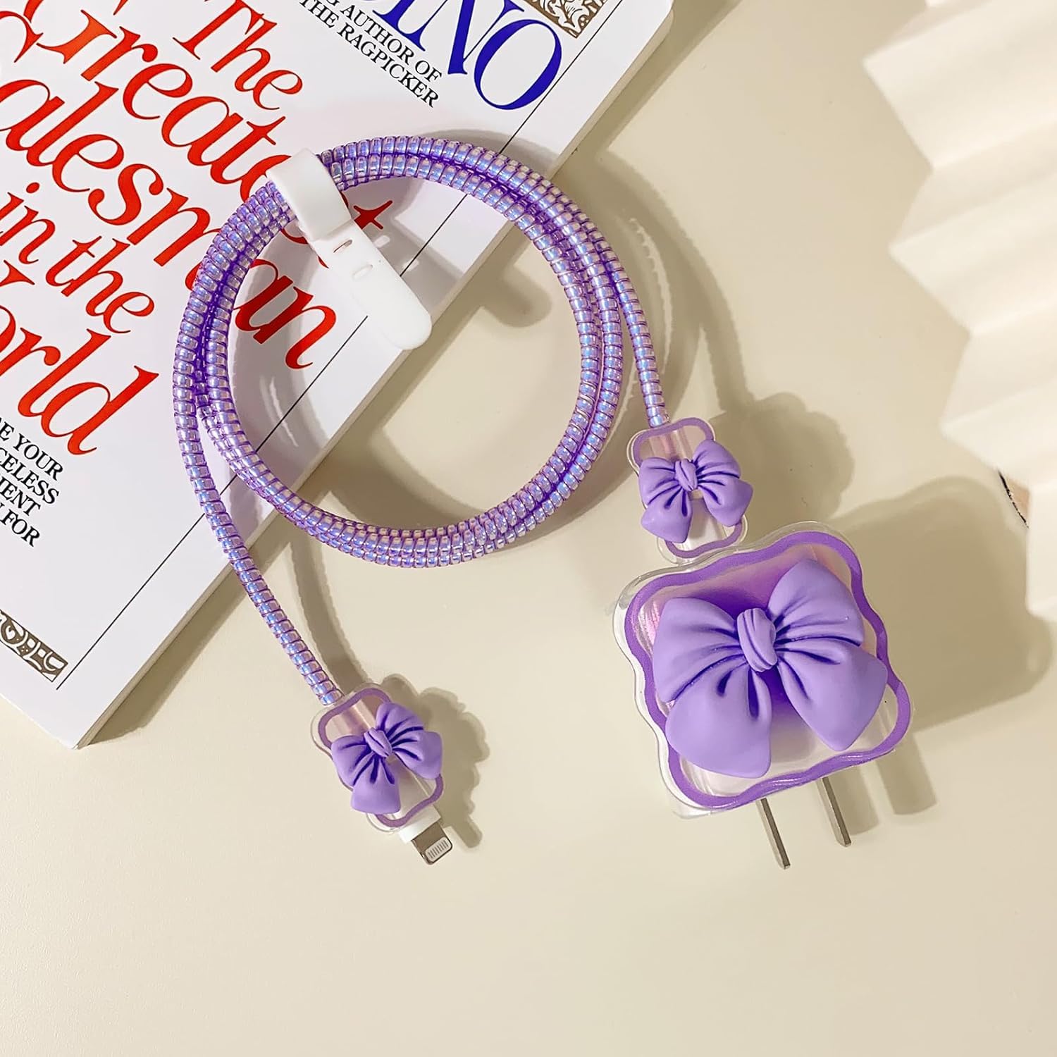 iPhone Charger Protector – Bella Bow 'Purple'