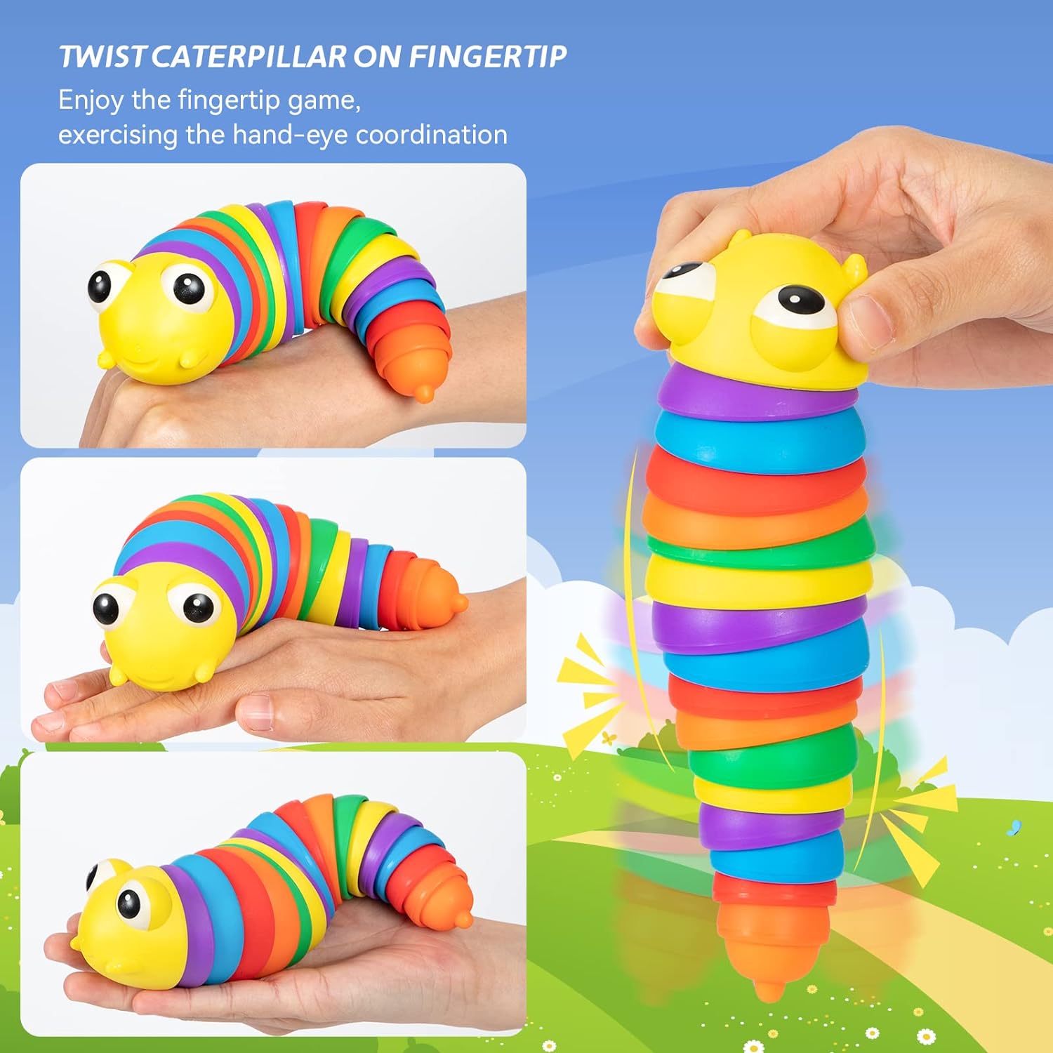 3D Slug Stress Reliever 'Rainbow Caterpillar'