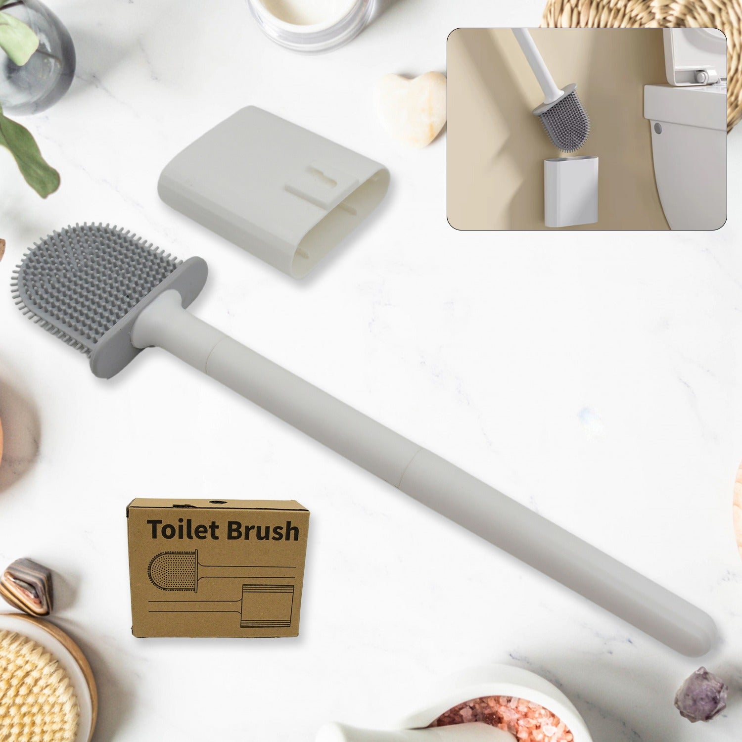 Portable Wall-Mounted Silicone Toilet Brush