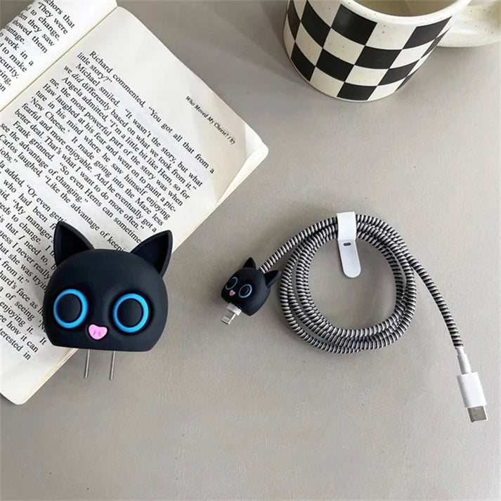 iPhone Charger Protector – Black Kitty