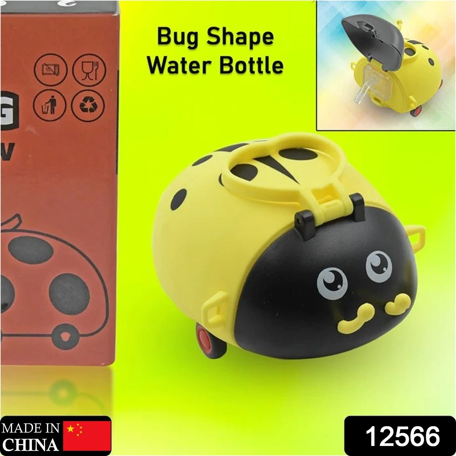 Bug-Shaped Kids Water Bottle with Strap