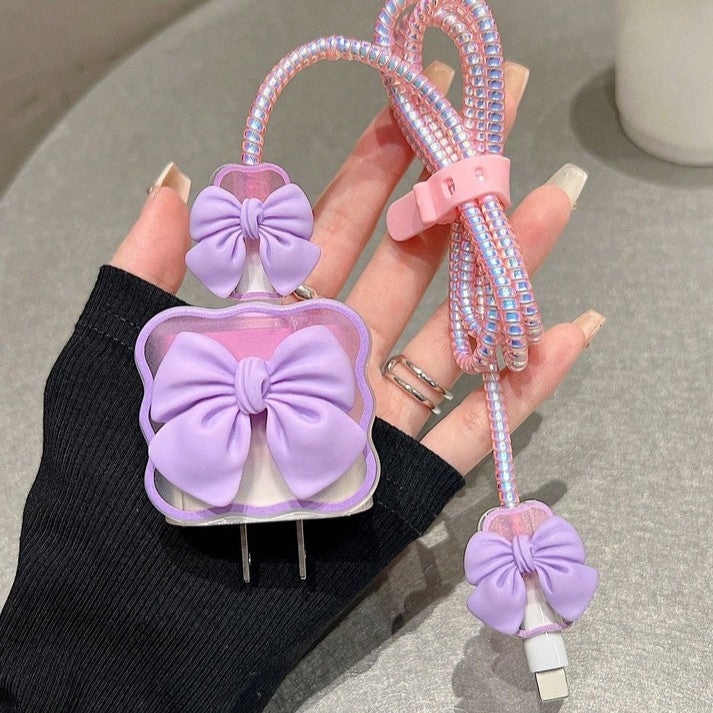iPhone Charger Protector – Bella Bow 'Purple'