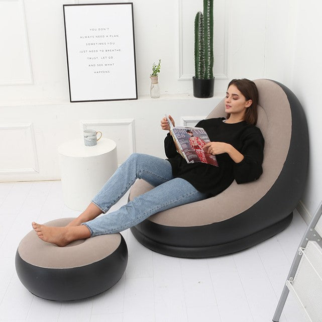 Inflatable Lounge Chair and Ottoman with Pump