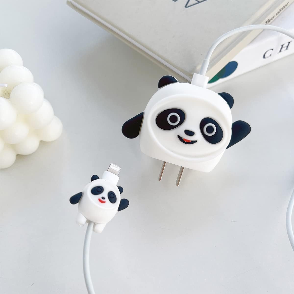 iPhone Charger Protector – White Panda