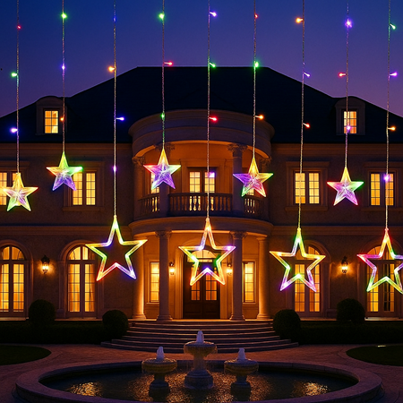 Luxe Star LED Hanging Curtain Lights - 12 Stars