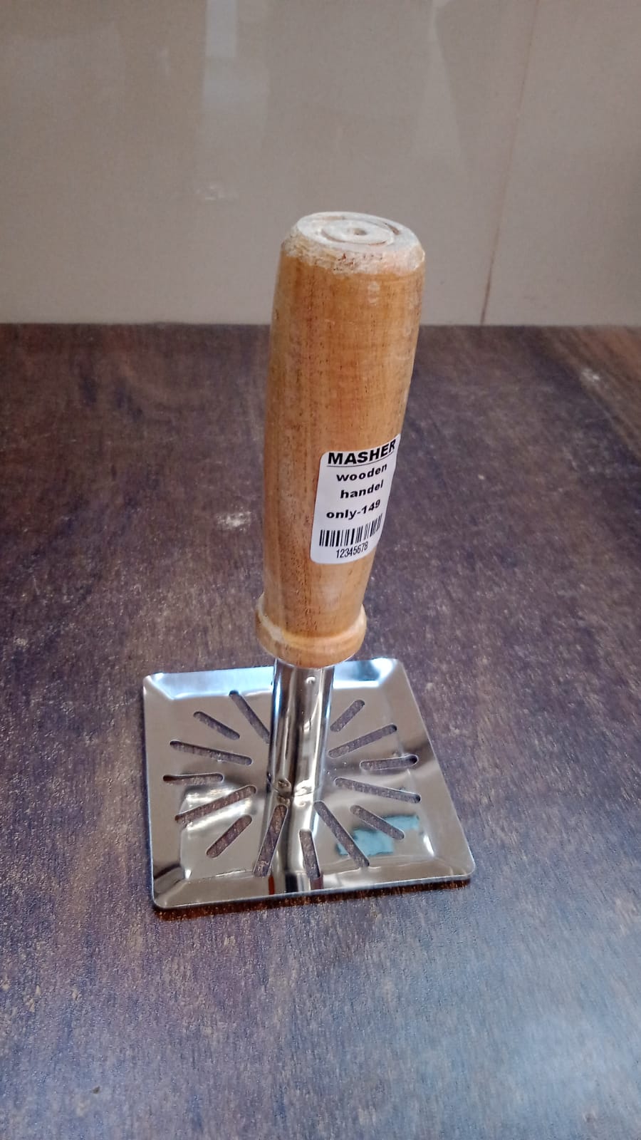 Wooden Handle Square Potato Masher