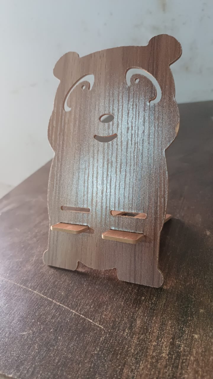 Wooden Mobile Stand with Cartoon Design
