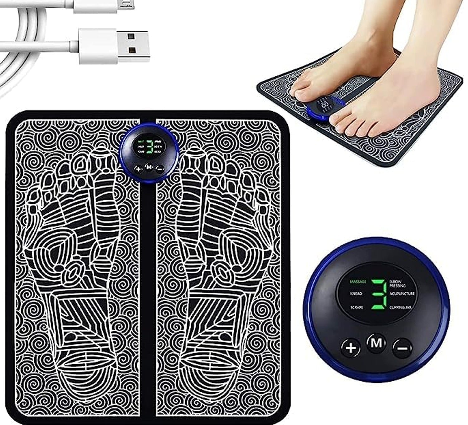 Portable electric foot massager for circulation and muscle stimulation