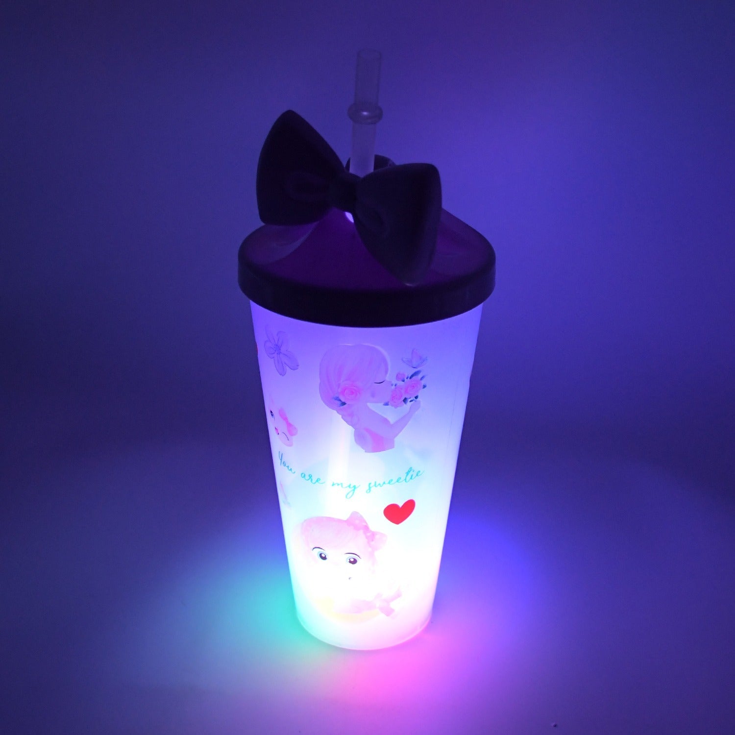 Unicorn Water Bottle with Straw & Light