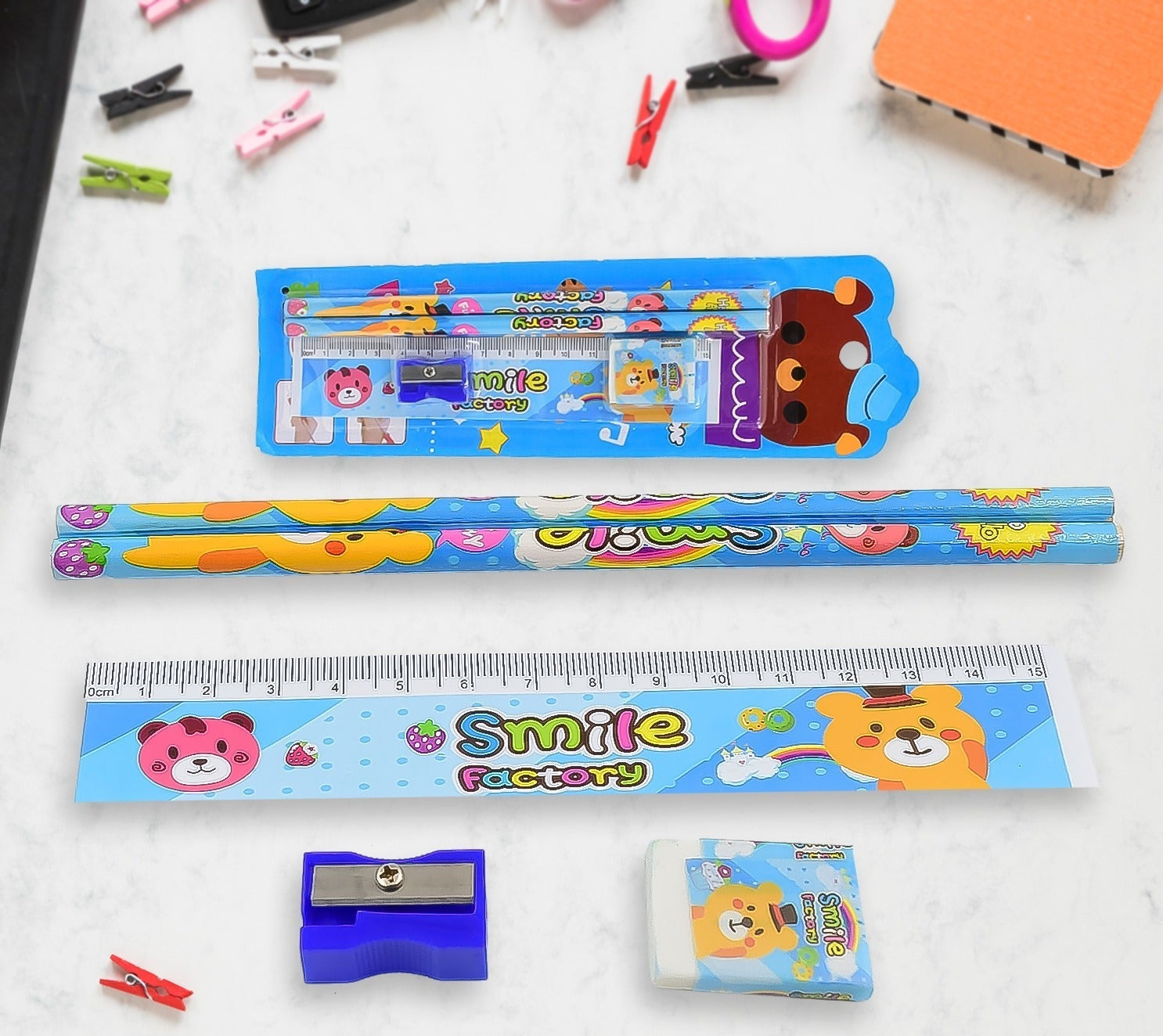 Pencil set with cartoon designs for boys