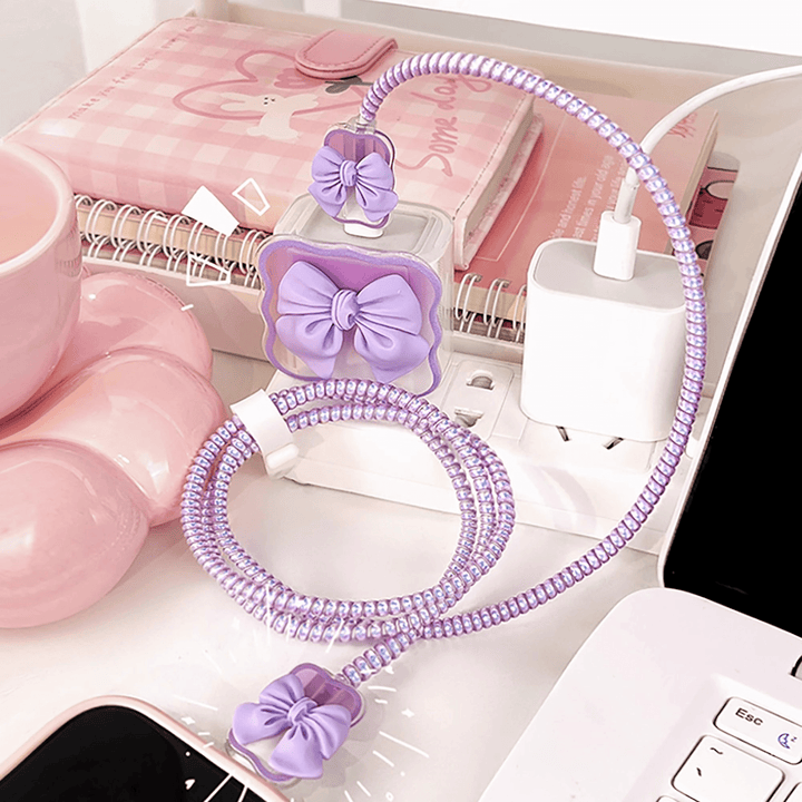 iPhone Charger Protector – Bella Bow 'Purple'