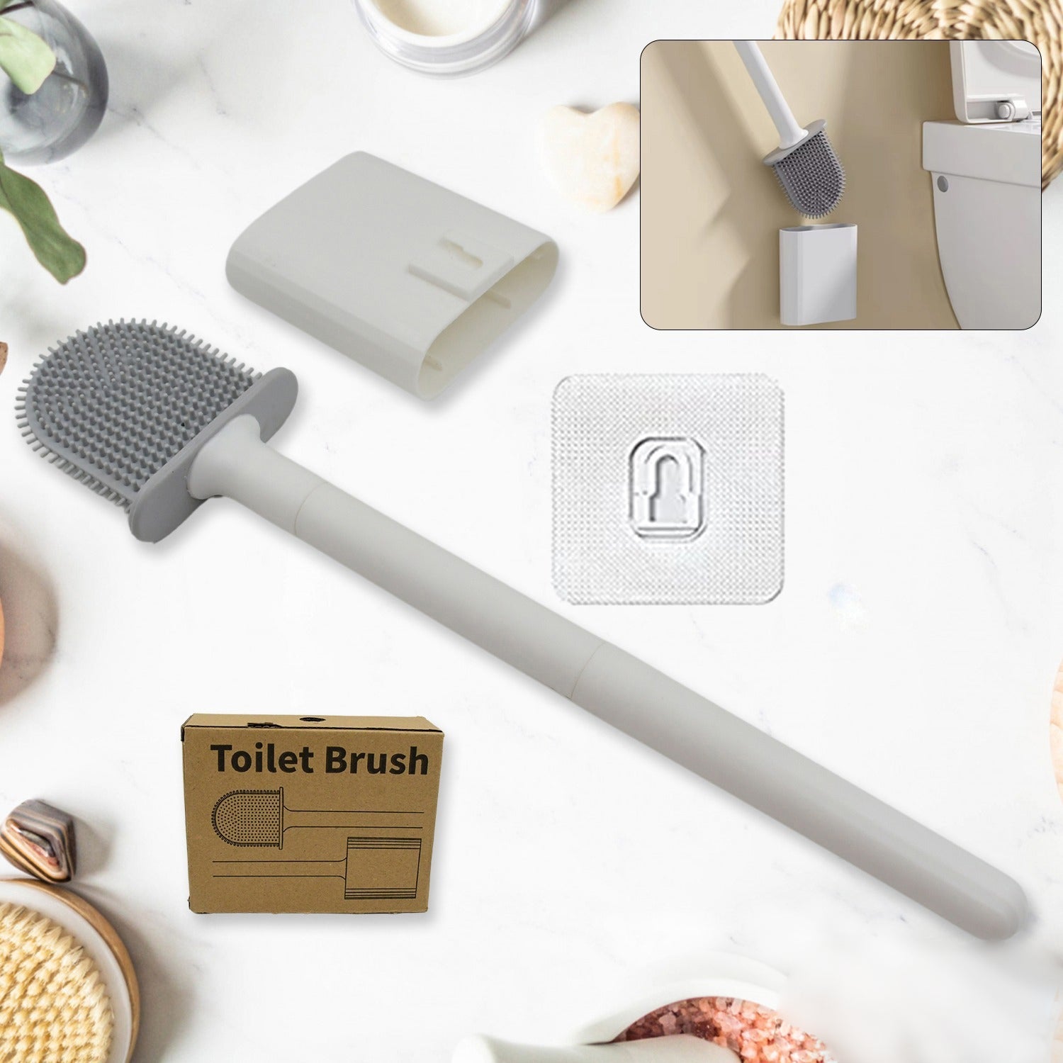Portable Wall-Mounted Silicone Toilet Brush